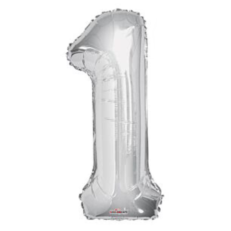 34in Number Balloons: Silver