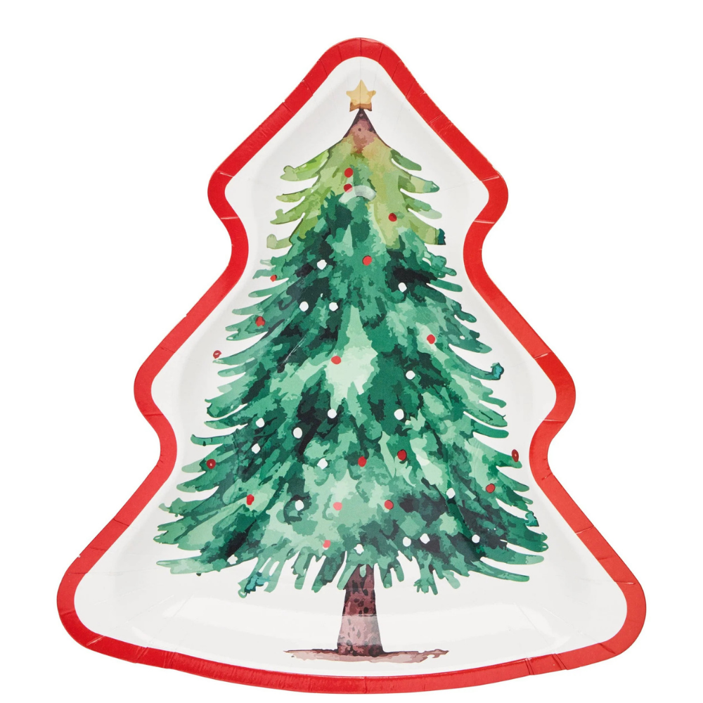 Merry and Bright Tree 8in Salad Plates 8ct