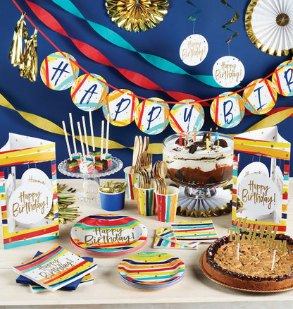 Birthday Stripes HB Lunch Napkins 16ct